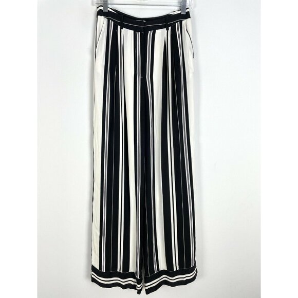 Chelsea 28 Striped Wide Leg Pants Size 4 High Waist Pleated Front Loose Fit - Picture 1 of 9
